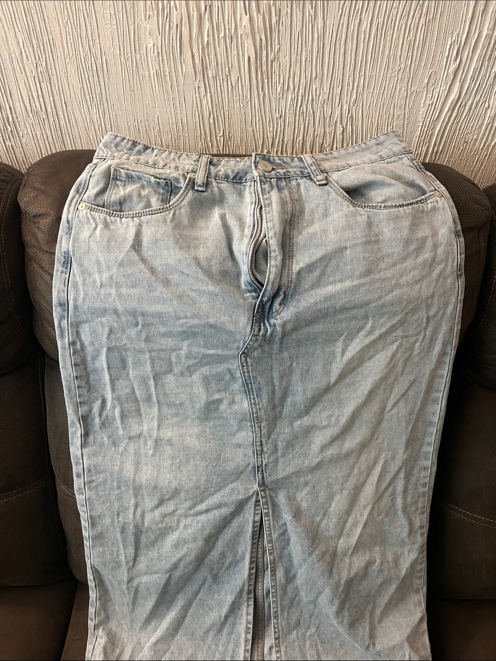 Blank NYC Light Blue Straight Denim Skirt